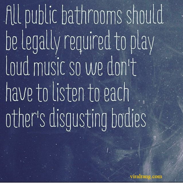 all public bathrooms should be legally required to play loud music