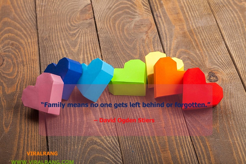 Family means no one gets left behind or forgotten. Inspirational Family Quotes