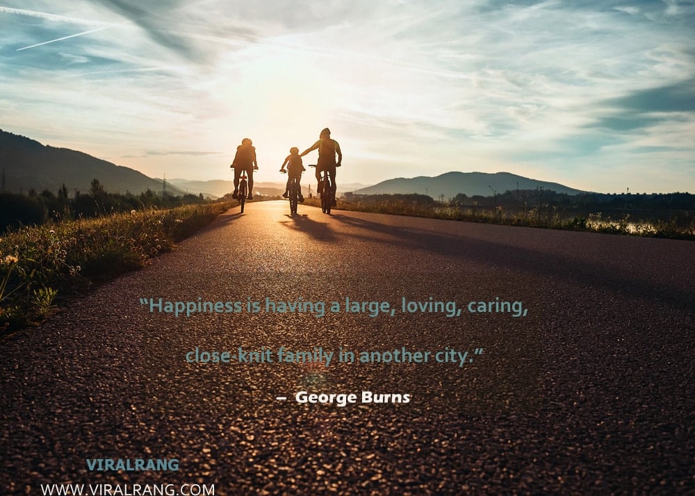 Happiness is having a large, loving, caring, close-knit family in another city. Inspirational Family Quotes
