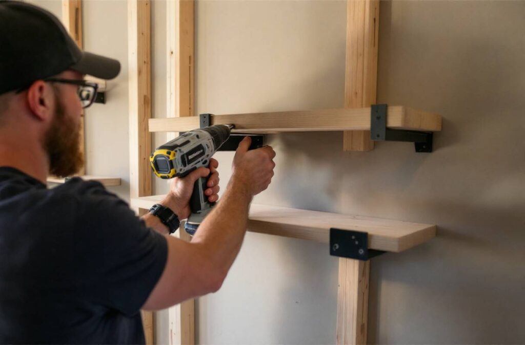 Drilling Supports and Attaching Shelves