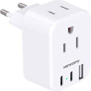 HANYCONY European Travel Plug Adapter with USB