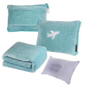 Cozy & Compact: 3‑in‑1 Travel Blanket Pillow (Mint)