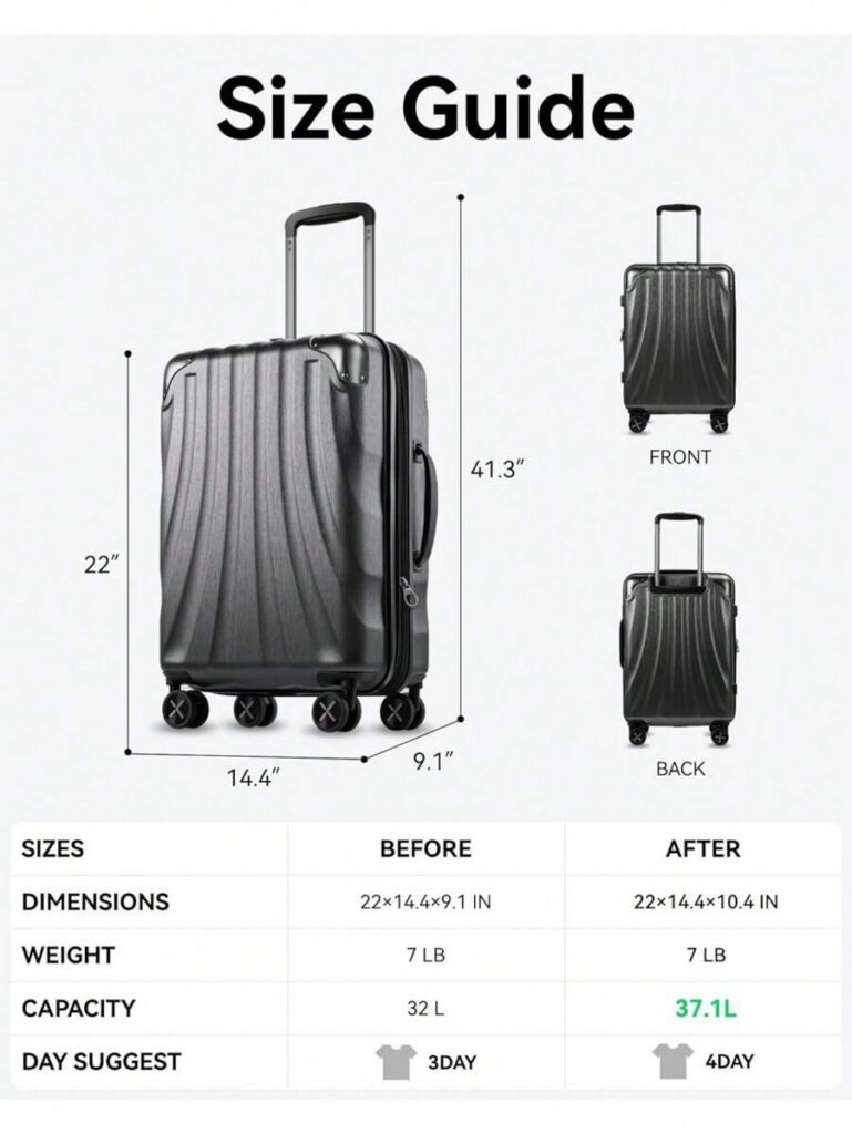 LUGGEX Carry-On Luggage size 22x14x9