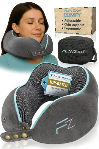 Title: Adjustable 360° Memory Foam Travel Pillow — Comfy & Washable